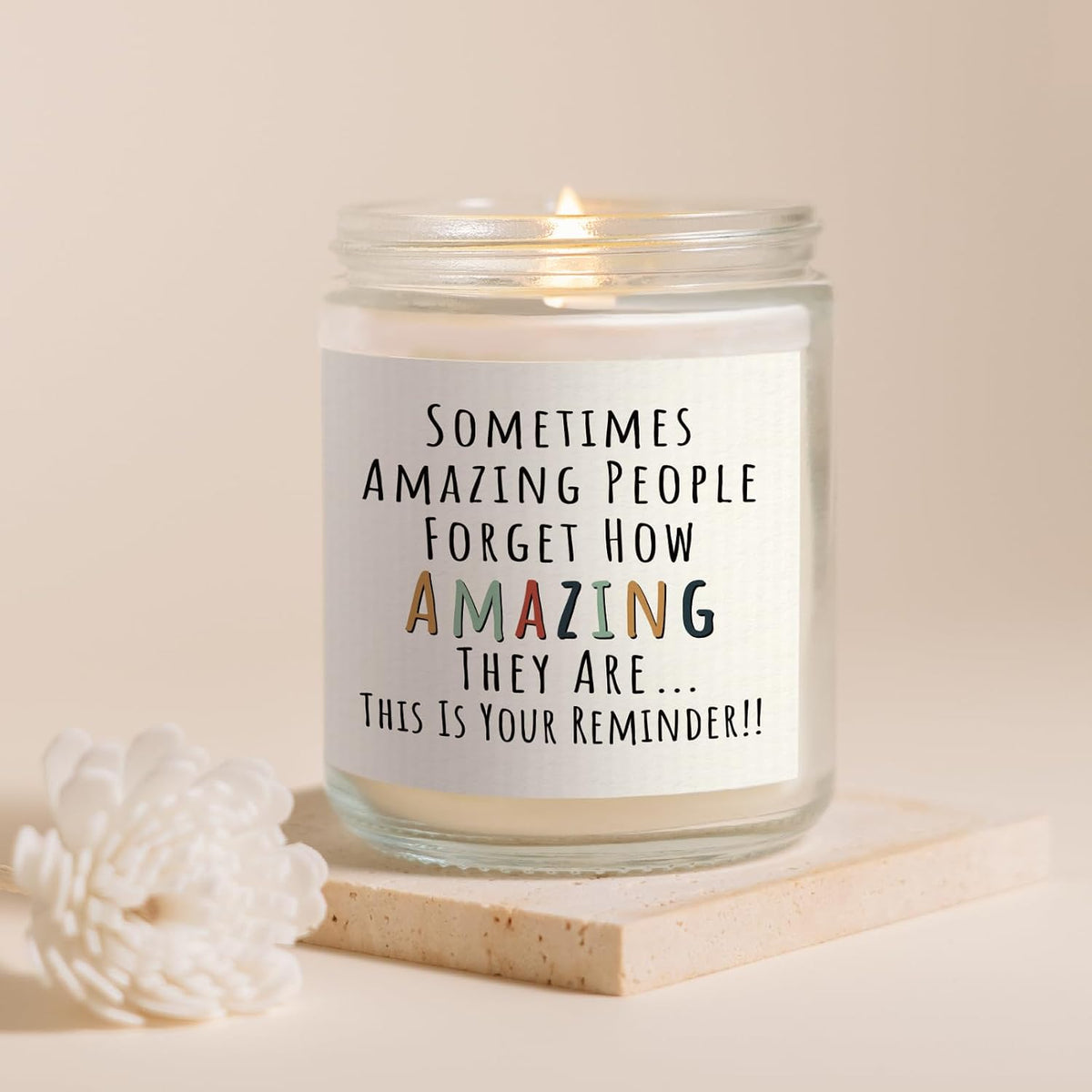 15.5 oz weight with uplifting 'you are amazing' message design