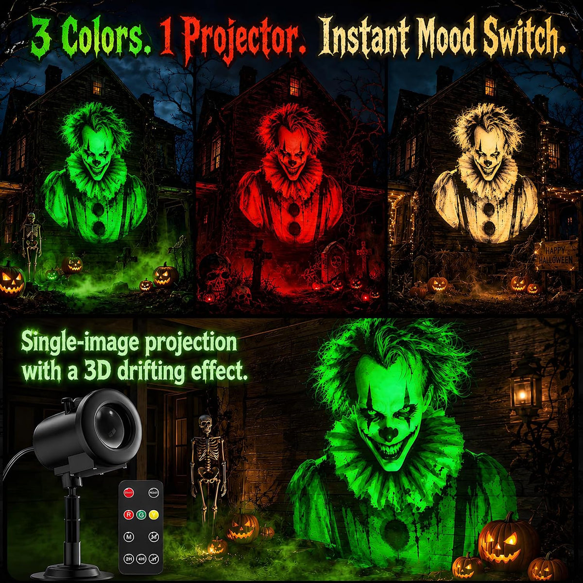16 ft power cord with adjustable projection head for flexible aiming