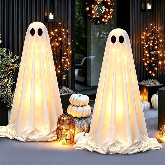 2-pack 5 ft light-up ghost bodies on adjustable telescopic stands