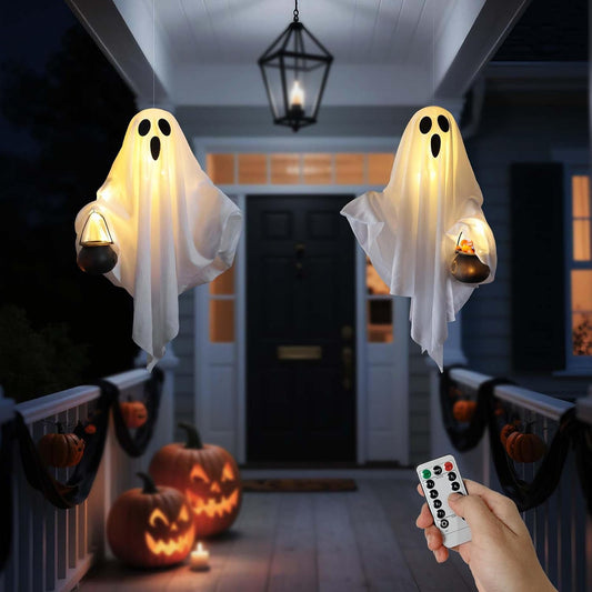 2-pack of 24-inch (60cm) hanging ghost figures with adjustable arms