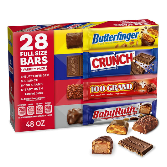 28 individually wrapped full-size bars in a single box