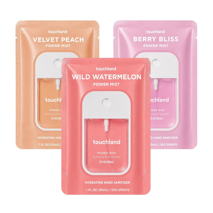 3-bottle or 5-bottle curated scent sets (19 variants spanning juicy, fresh, blossom, tropical, berry bliss, beach coco, dye free, unscented, blue sandalwood, cozy indulgence, and confetti cake collections)
