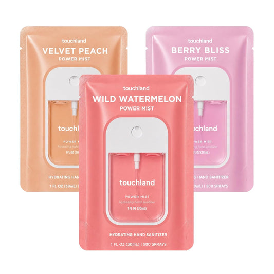 3-bottle or 5-bottle curated scent sets (19 variants spanning juicy, fresh, blossom, tropical, berry bliss, beach coco, dye free, unscented, blue sandalwood, cozy indulgence, and confetti cake collections)
