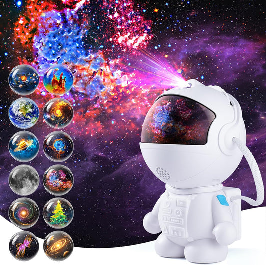 3 interchangeable film discs with 12 cosmic scenes (solar system, nebula, saturn, etc.)