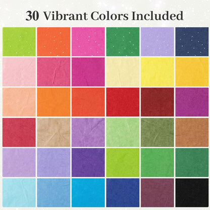 3 Otters Tissue Paper 14x20 Inch – DIY Home Decor and Seasonal Centerpiece Material, 30 Colors with 6 Shiny Accents