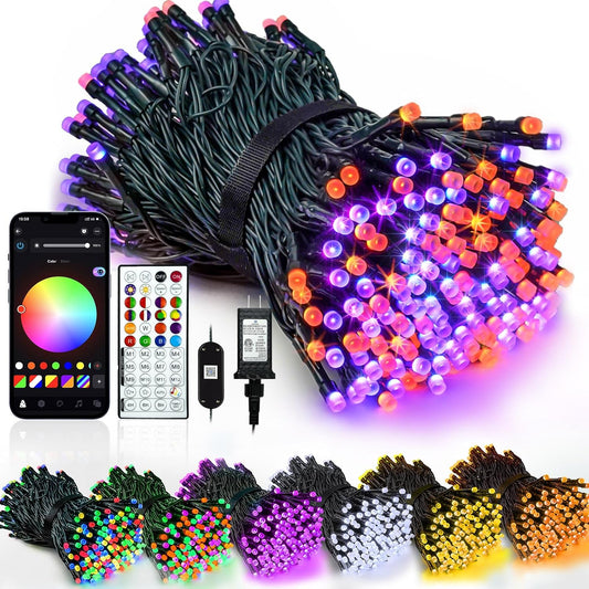 300 ultra-bright leds across 112ft (99ft string + 13ft lead) on green wire with 3.94-inch spacing