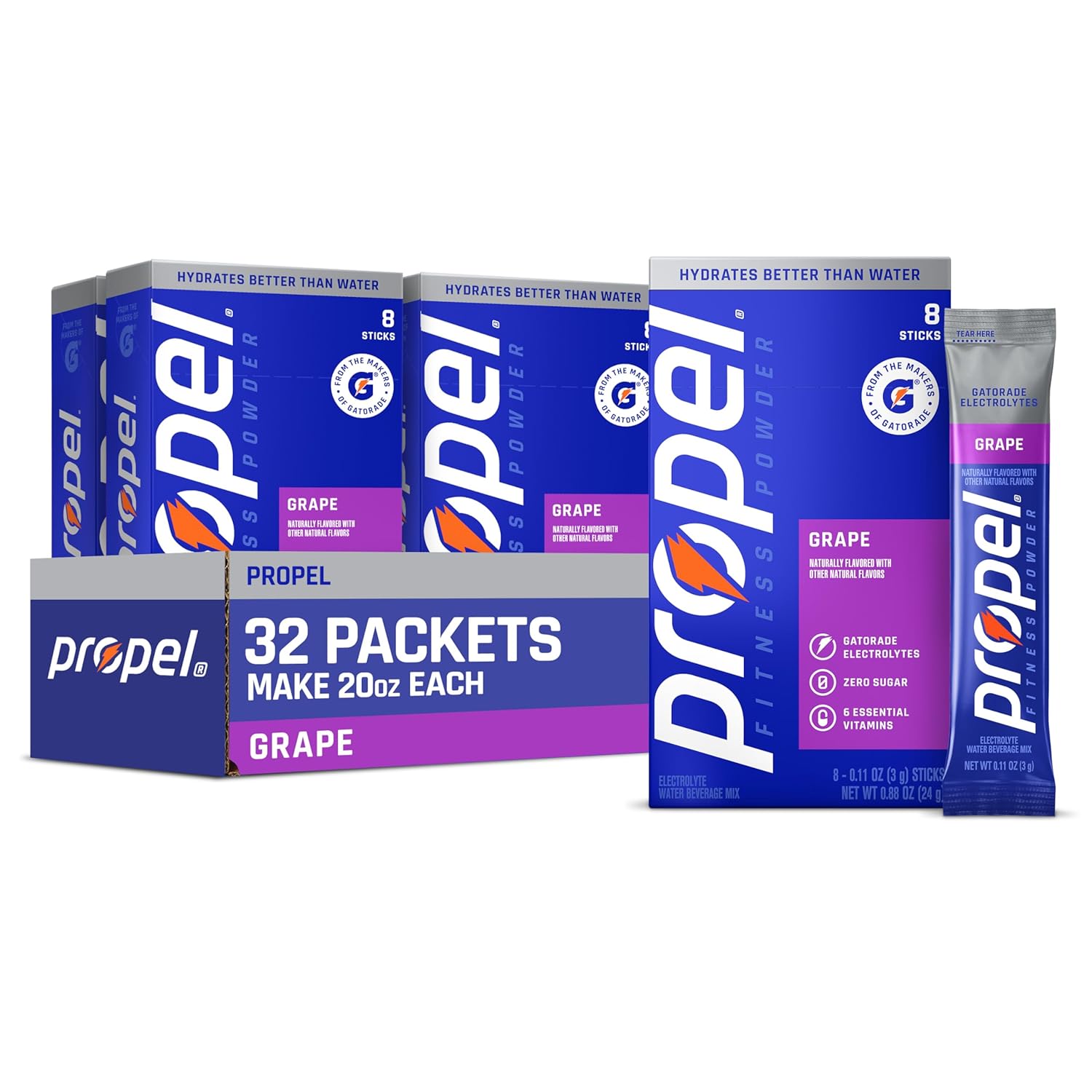 32 individual powder sticks (4 boxes of 8) for grab-and-go convenience