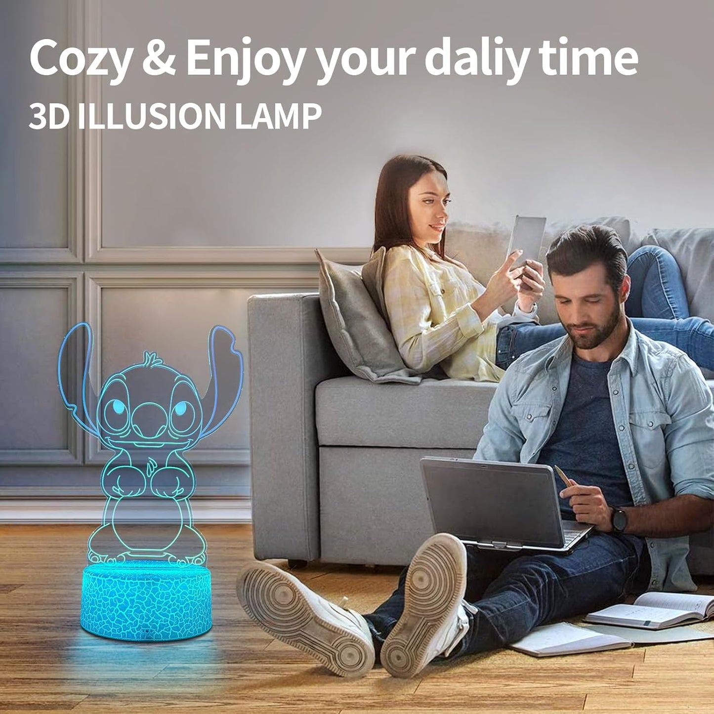 3D Optical Illusion Night Light with Timer and Auto Shutoff – Safe Alternative to Candles for Bedroom Use