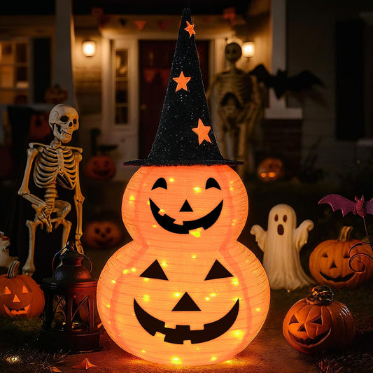 3ft or 5ft stacked jack-o'-lantern with signature black star hat