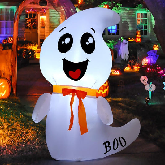 4 ft tall cute white ghost with built-in bright white led lights