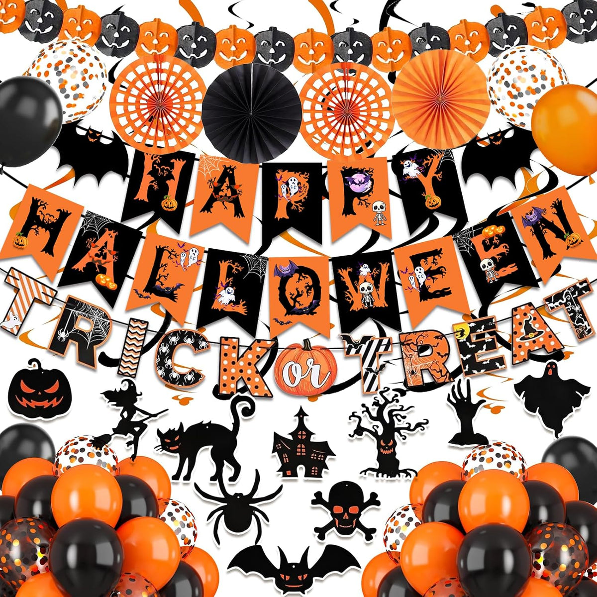 4-piece halloween paper fan set (8-inch size)
