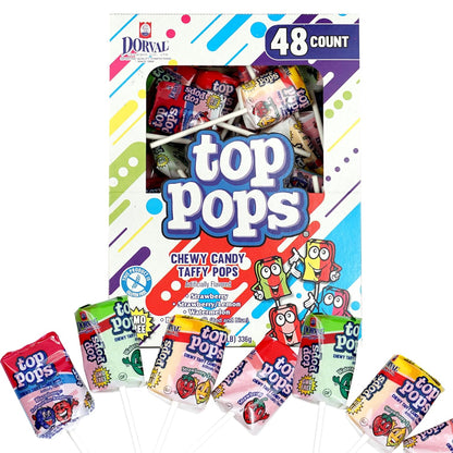 48 individually wrapped taffy pops per box