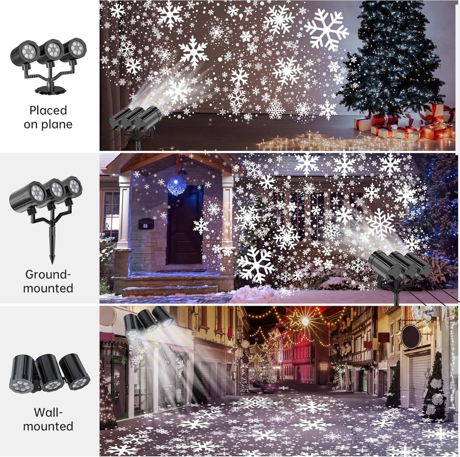 5 interchangeable snowflake light patterns