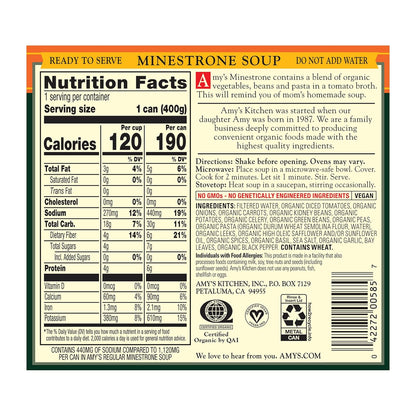 50% reduced sodium compared to regular minestrone