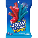JOLLY RANCHER Ropes Blue Raspberry and Cherry Flavored Candy for Hiking and Park Snacking, 6 oz Kosher Treat Bag
