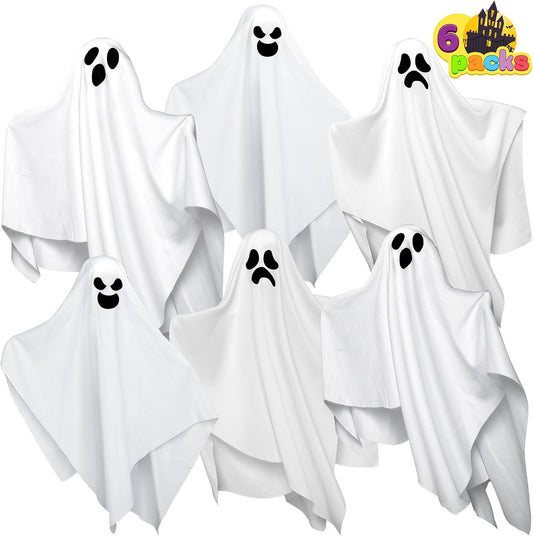 6-pack of 19.6-inch white hanging ghosts