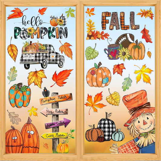 6 sheets per set with mixed fall designs (pumpkins, scarecrow, truck, maple leaves)