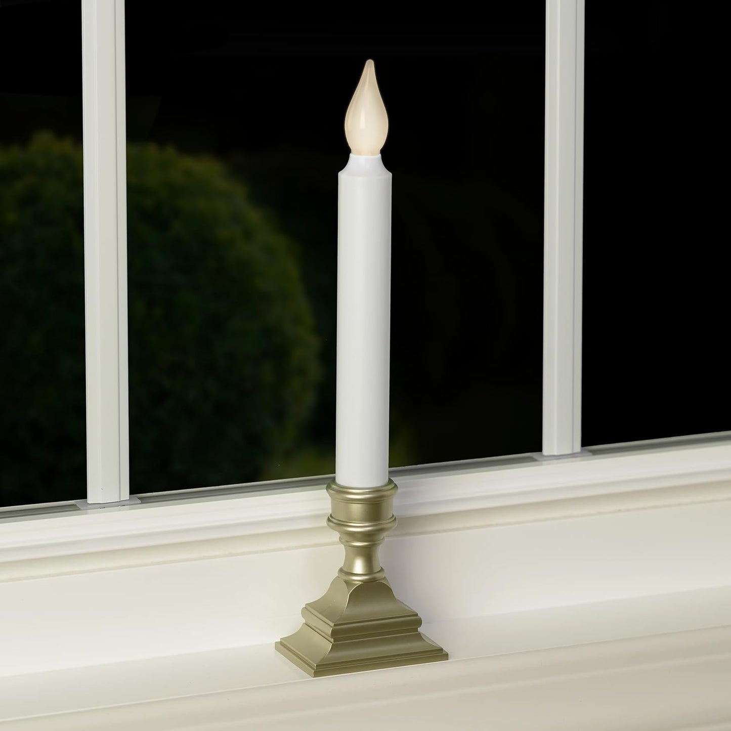 612 Vermont Flameless Window Candle Pewter Finish – Living Room Holiday Window Display with Automatic Timer