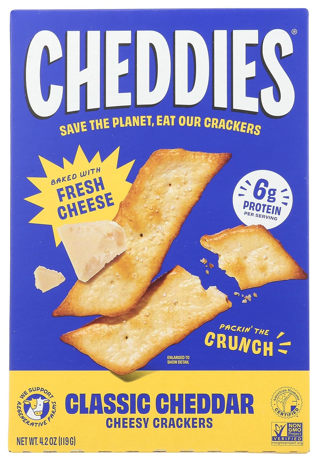6g of protein per serving, double the amount of standard cheese crackers