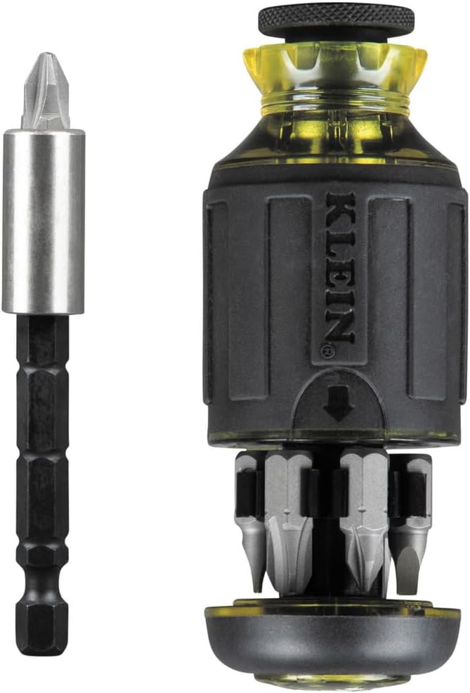 7 interchangeable screwdriver bits plus 1/4-inch nut driver (8-in-1 configuration)