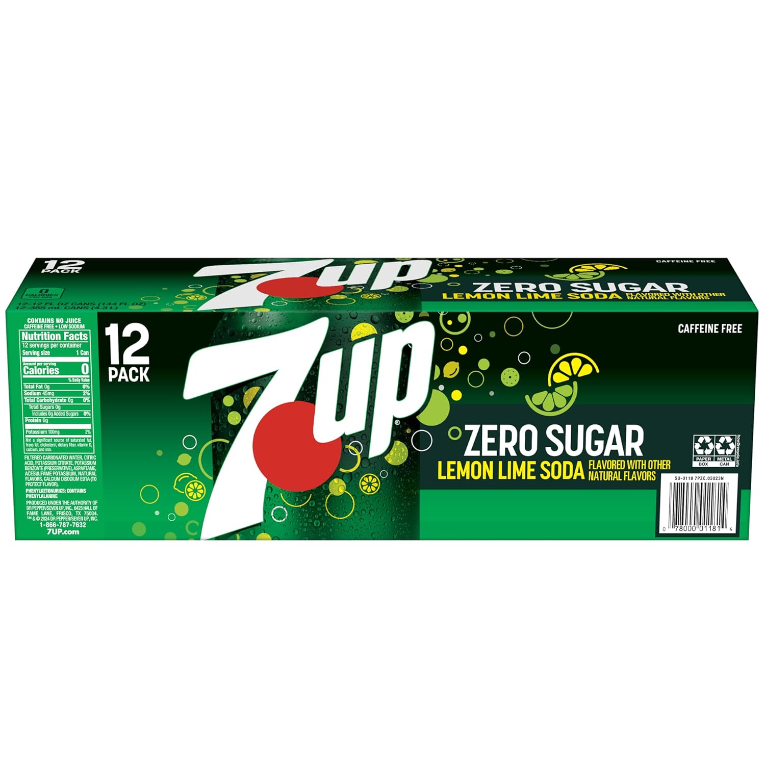 7UP Diet Lemon-Lime Soda, 12 Oz Cans – Caffeine-Free Desk Beverage for Late Work Sessions