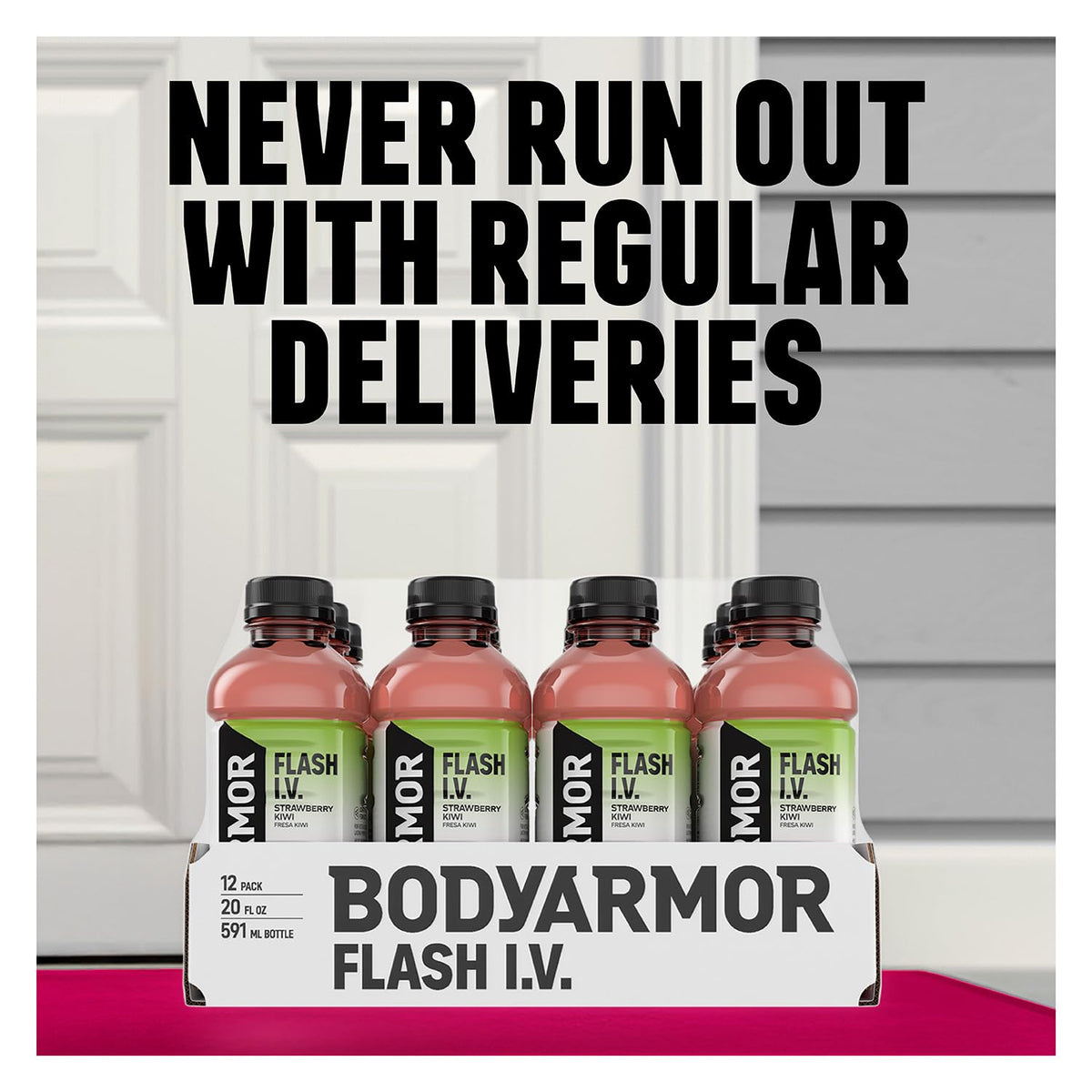 8 flavor variants spanning tropical punch, cucumber lime, grape, orange, strawberry kiwi, watermelon punch, pineapple passionfruit, and zero sugar lemon lime