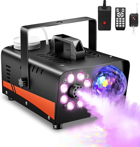 800w heating element delivering 4500 cfm fog output at 6–10 ft projection distance