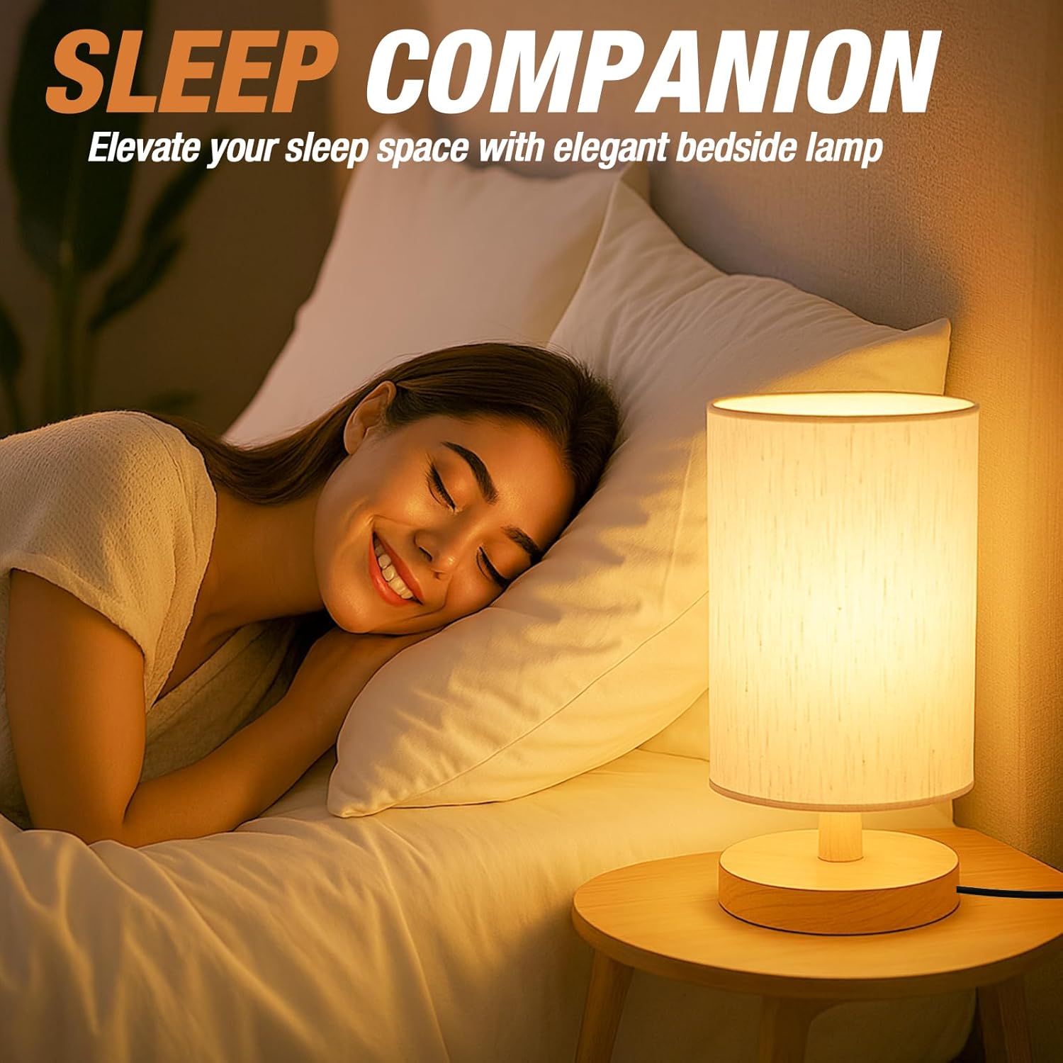 Accent Table Lamp for Side Tables, Consoles, and Buffets, Linen Shade with Rustic Touch
