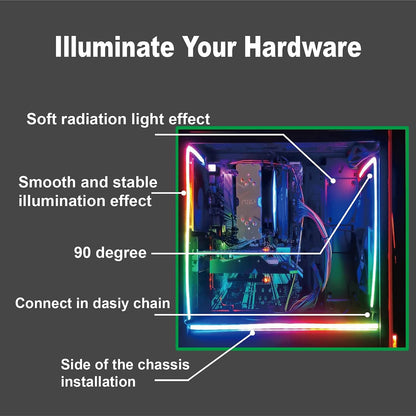 airgoo AG-NEON-LS1 Addressable RGB Tube – Consistent Battlestation Ambiance, Low-Power 10W ARGB Light for Long Work and Study Sessions