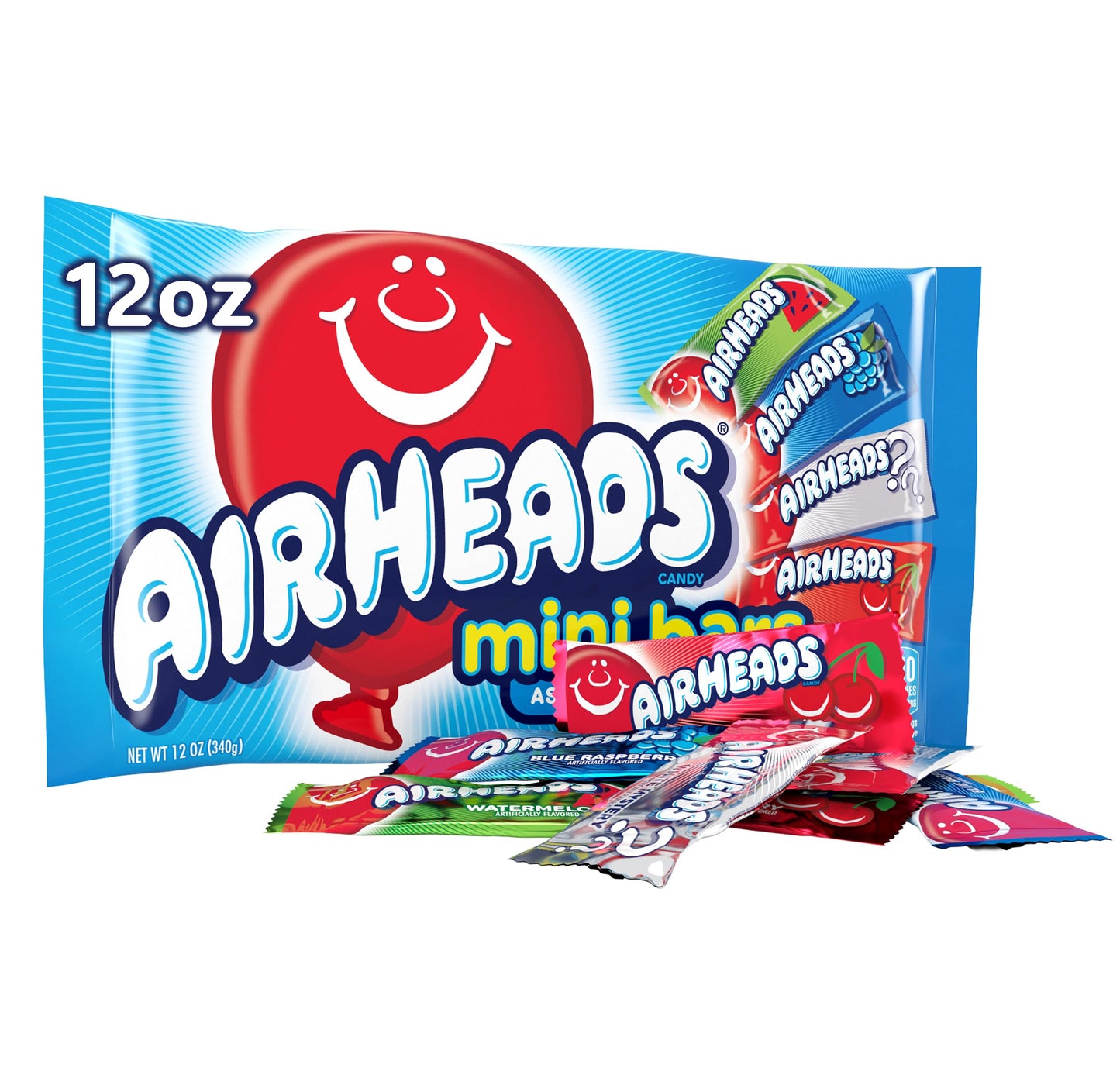 Airheads Candy Assorted Mini Bars, Bulk Shareable Snack Gift for Hosts Holiday Gatherings and Office Secret Santa, 12oz