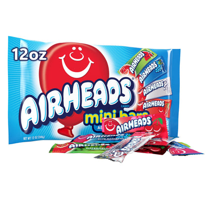 Airheads Candy Assorted Mini Bars, Bulk Shareable Snack Gift for Hosts Holiday Gatherings and Office Secret Santa, 12oz