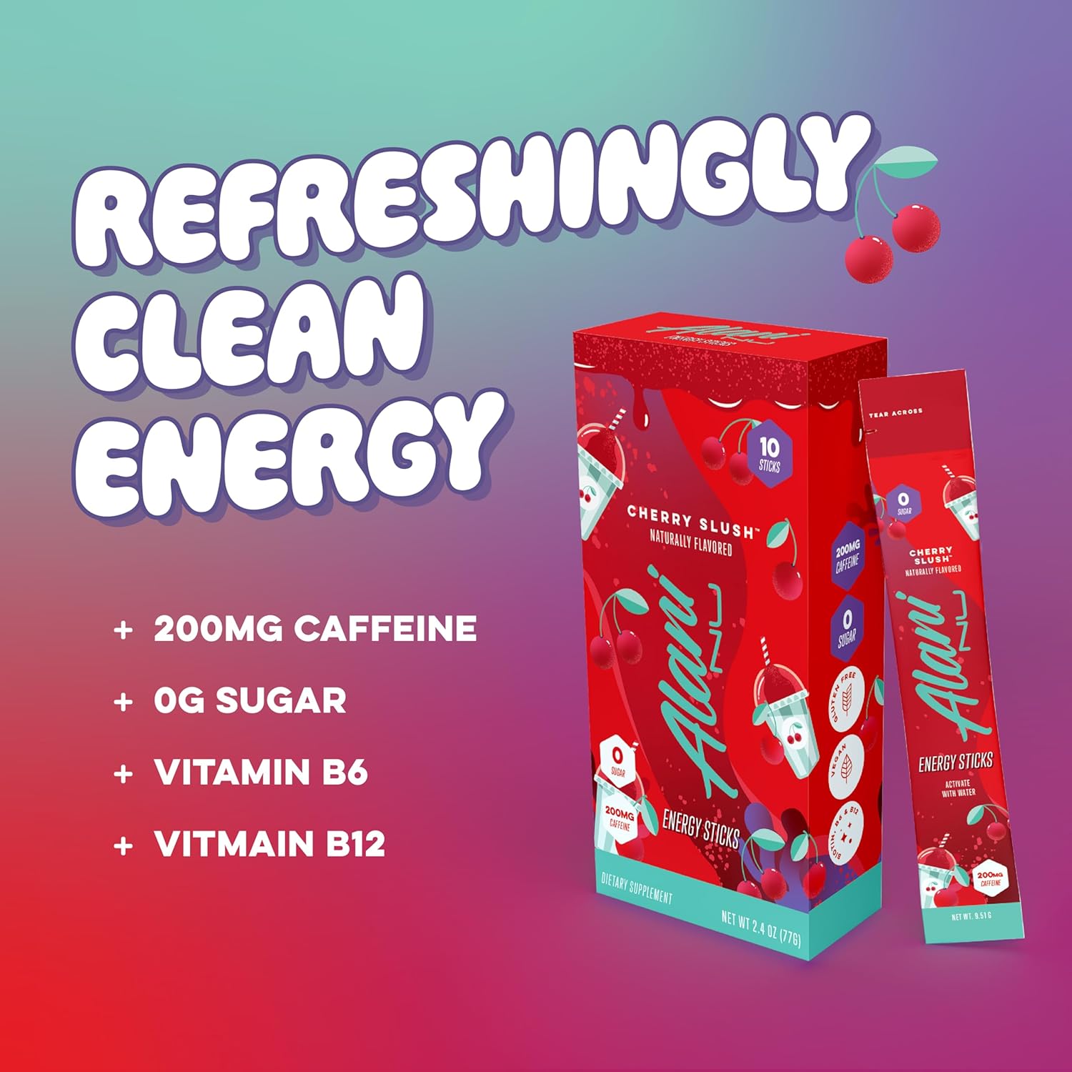 Alani Nu PINK SLUSH Energy Sticks – Just-Add-Water Caffeine for Travel, Office Pantry, and Long Study Hours
