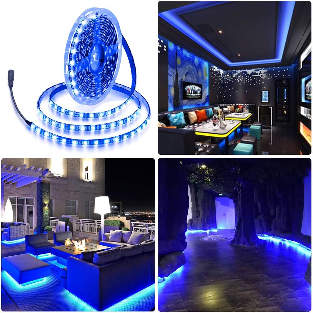 ALITOVE Marine-Grade Blue LED Light Strip for Boat Deck and RV Exterior, Waterproof 12V 16.4ft Flexible