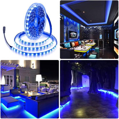 ALITOVE Marine-Grade Blue LED Light Strip for Boat Deck and RV Exterior, Waterproof 12V 16.4ft Flexible