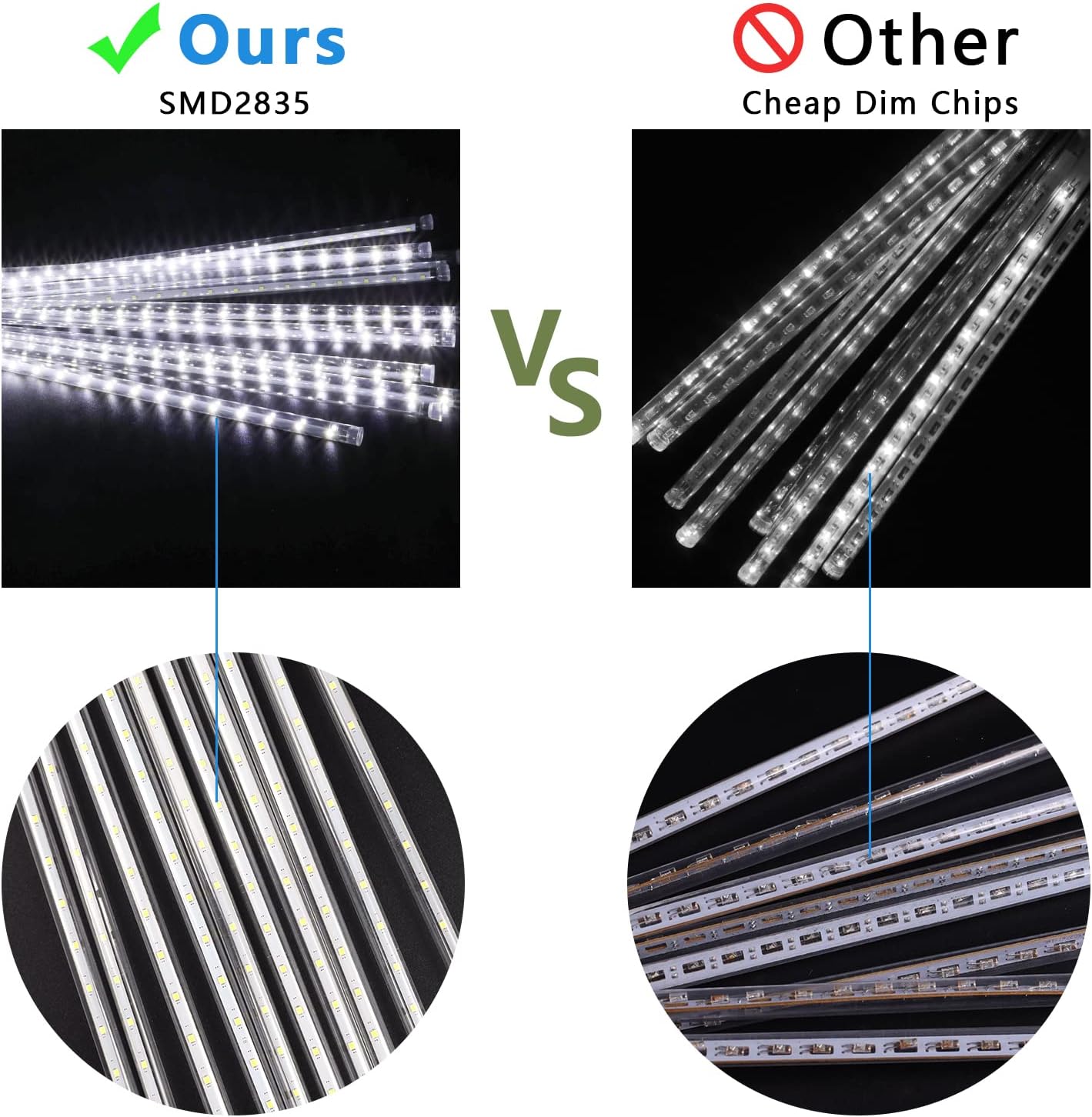 Aluan Icicle Meteor Lights – Durable Outdoor Decor for Garden Trees, Eaves, and Patio Overhangs in Rain or Snow
