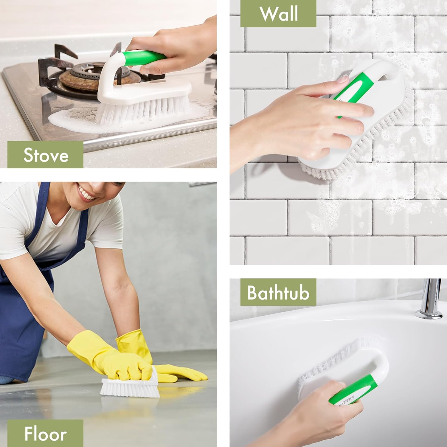 Amazer Stiff Bristle Scrub Brush – Streamlined Kitchen and Bathroom Cleaning for Tight Schedules