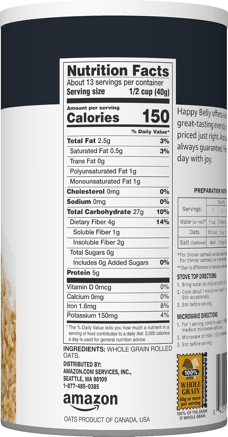 Amazon Grocery, Quick Cook Oats, 18 Oz – Resealable 2-Pack Oats for a Streamlined Breakfast Station