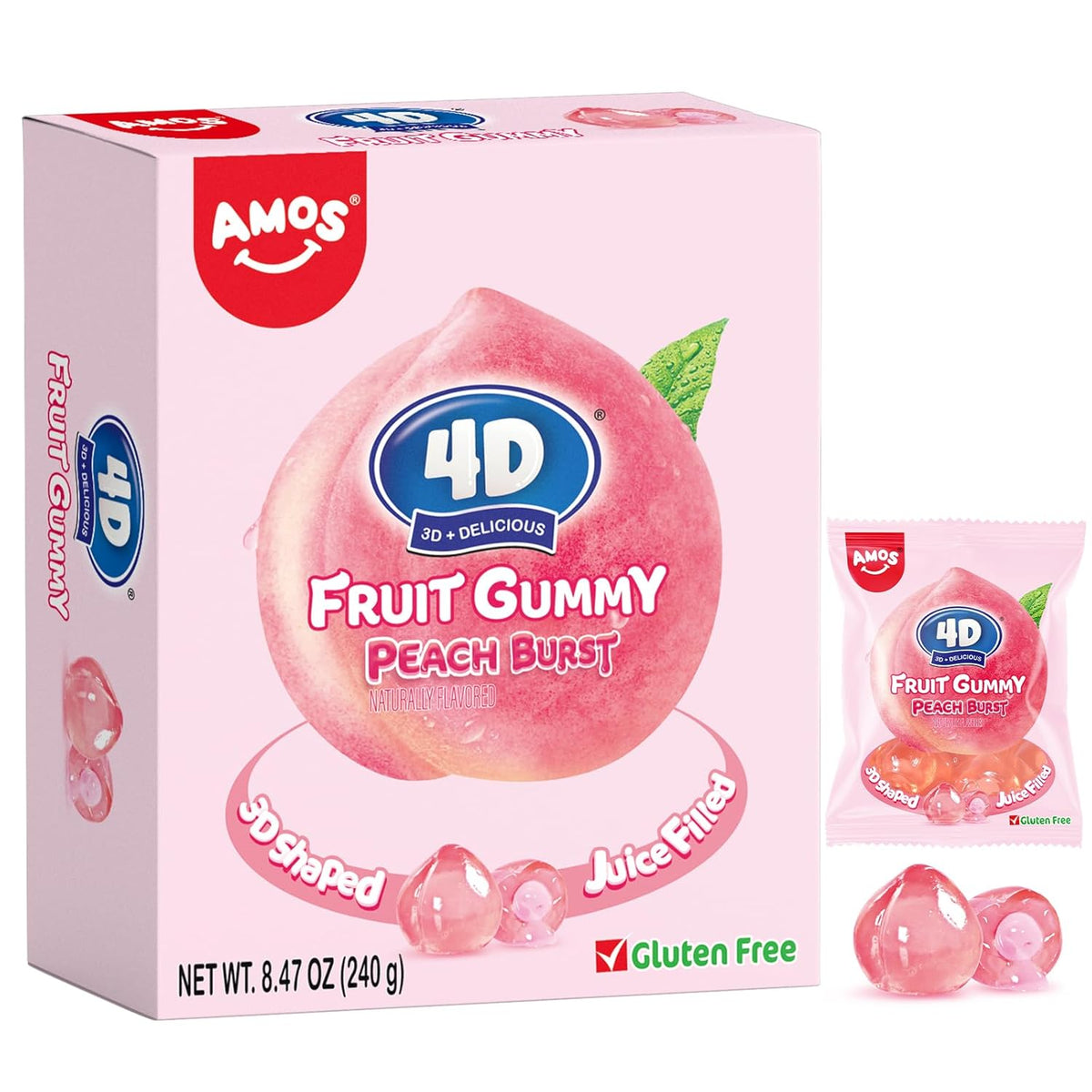 AMOS 4D Gummy Candy Grape Burst – Housewarming Gift for Hostesses, Stained Glass Look Grape Cluster Gummies
