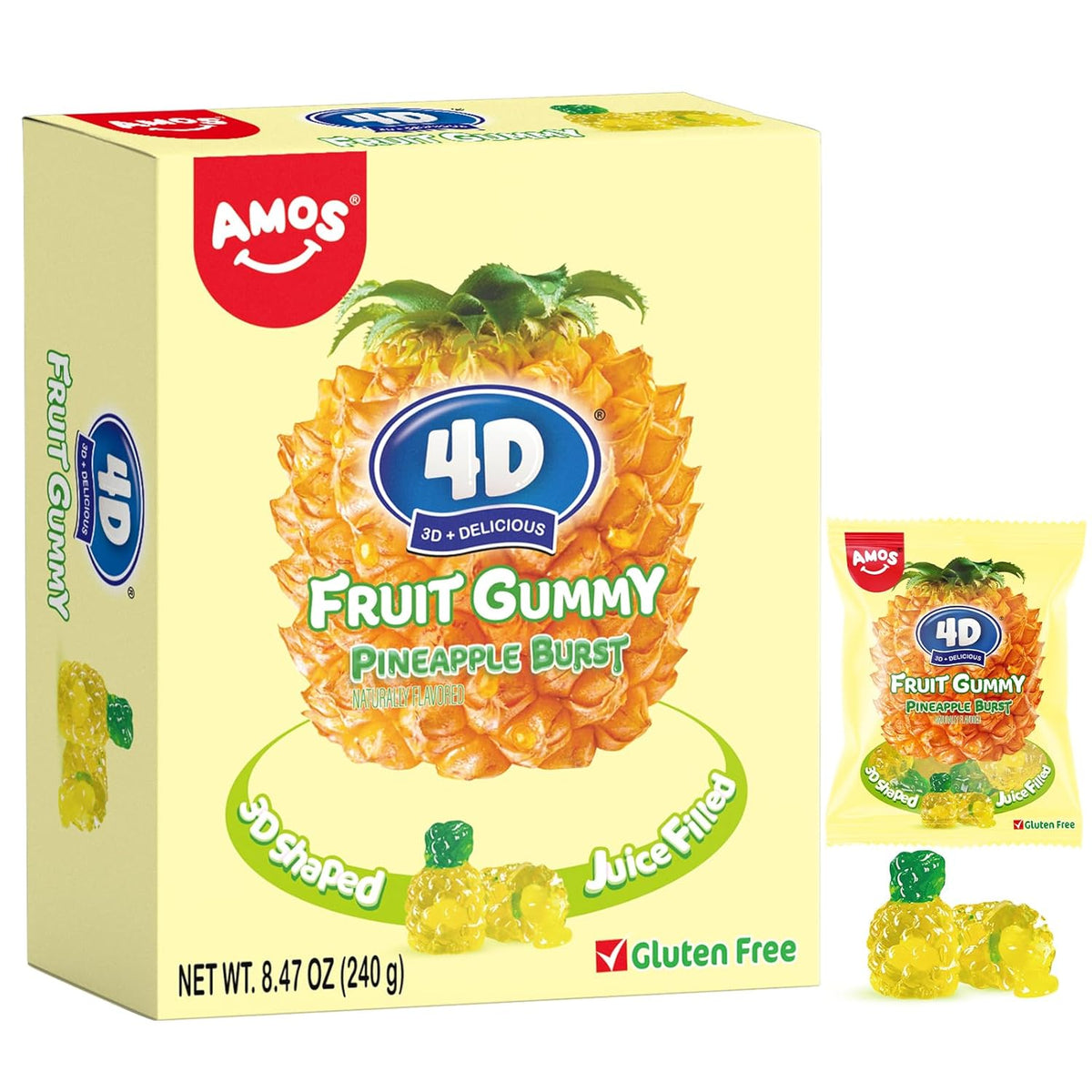 AMOS 4D Gummy Candy Grape Burst – Housewarming Gift for Hostesses, Stained Glass Look Grape Cluster Gummies