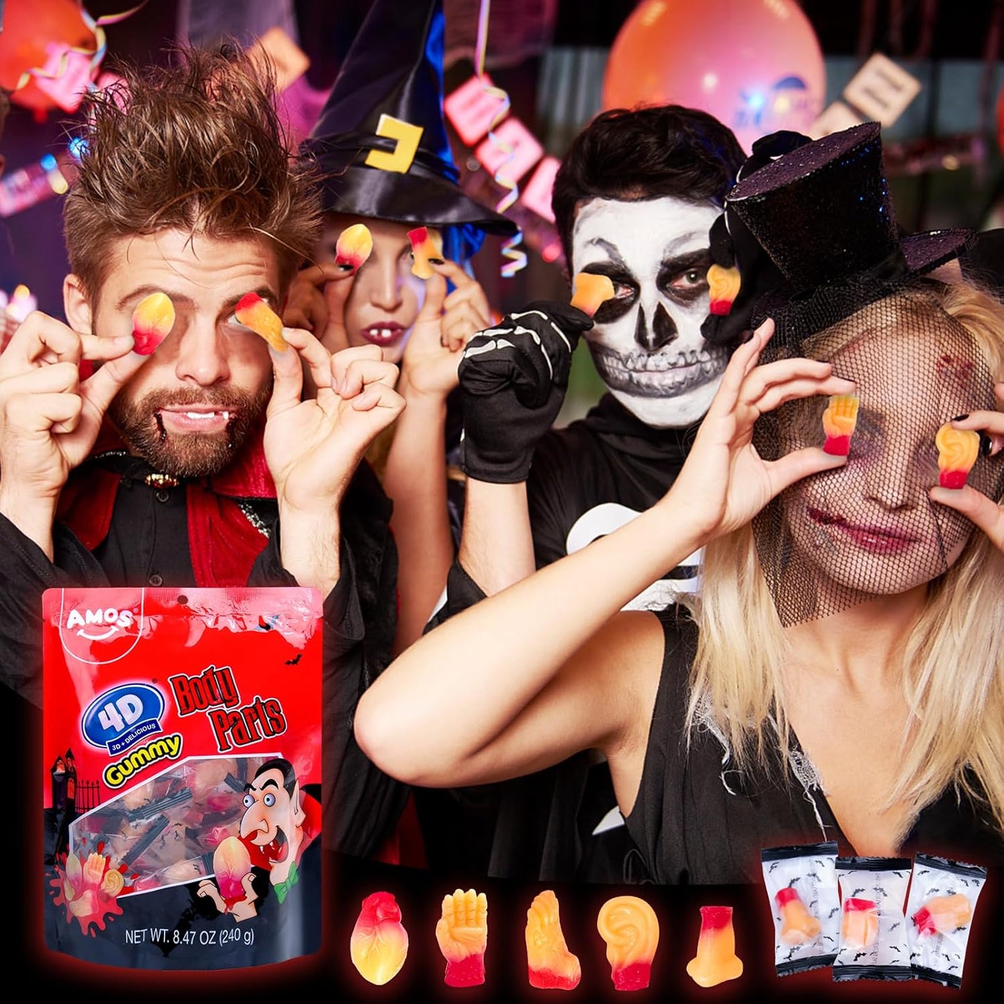 Amos 4D Halloween Gummies – Conversation-Starting Candy Dish Showpiece for Front Porch & Entryway Styling