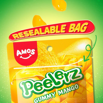 Amos Peelerz Mango Gummy Candy – Playground Playdate Party Favor for Children, Mini Fruit Gummies 2.19oz (Pack of 8)