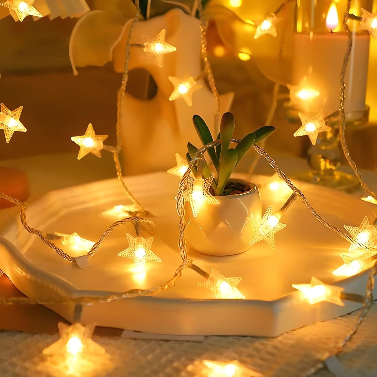 ANJAYLIA 20 LED Star Lights – Child-Friendly Playroom Lighting, Battery Powered No Outlet Needed