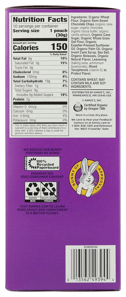 Annie's Organic Chocolate Chip Cookies – Toddler-Friendly Snack Pouches for Lunchboxes and Playdates