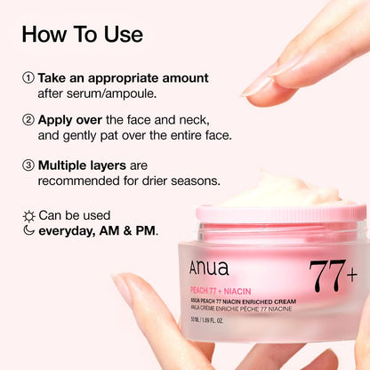 ANUA Peach Niacinamide Cream – Mindful Morning Skincare Step for Dry, Dehydrated Skin Barrier Recovery
