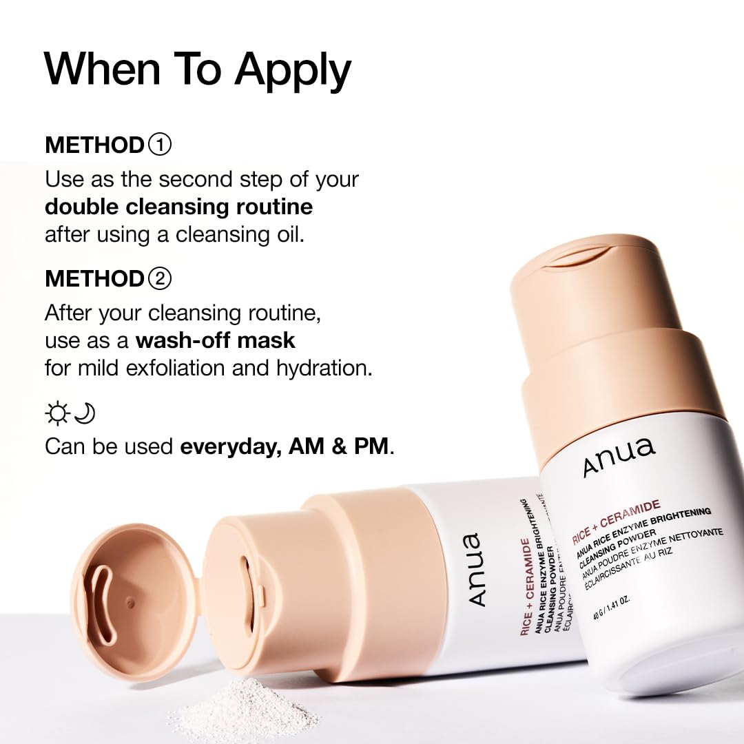 ANUA Rice Enzyme Brightening Cleansing Powder – Mindful Multi-Step K-Beauty Routine for Nighttime Glow