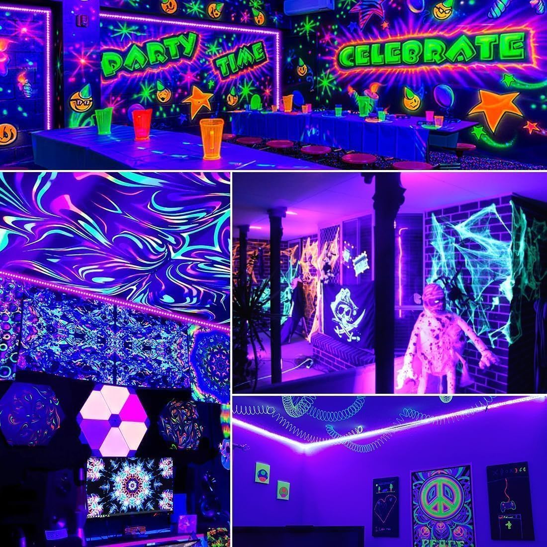 Aogiftr UV Black Light Strip with Remote – Fun Valentine's Day Gift for Couples, Halloween Glow Decor 20FT 40FT 80FT