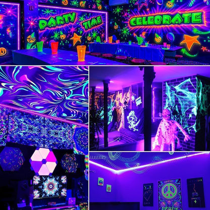 Aogiftr UV Black Light Strip with Remote – Fun Valentine's Day Gift for Couples, Halloween Glow Decor 20FT 40FT 80FT