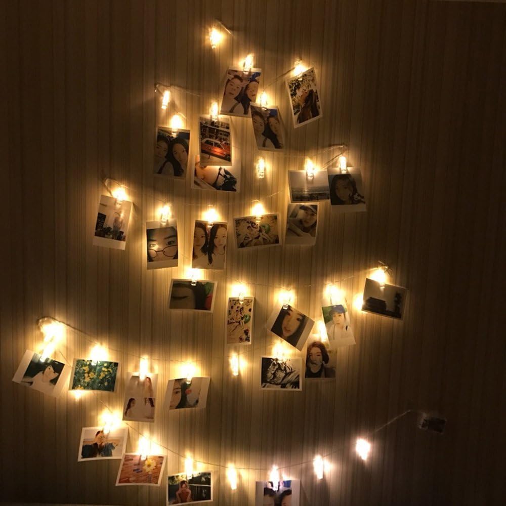 AOSTAR Simple Hanging Picture Lights – Neutral Tone Battery String, 20 Clips Effortless Setup