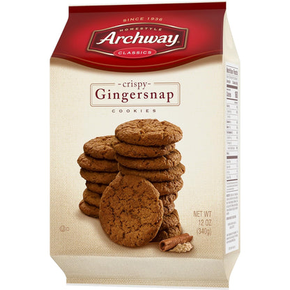 Archway Gingersnap Cookies, 12 oz Housewarming Gift Basket Addition for Classic Americana Snackers