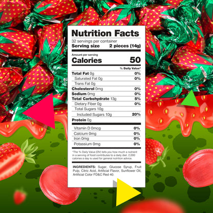 Arcor Strawberry Bon Bons Individually Wrapped Retro Candy – Romantic Galentine's and Mother's Day Gift Basket Addition, Pink and Red Strawberry Hard Candy